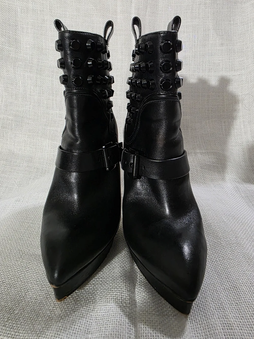 Michael Michael Kors Black Leather Studded Pointed Toe Ankle Booties Size 6M